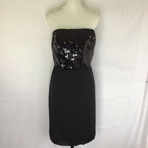 ANTONIO MELANI WOMEN CLASSIC BLACK SEQUIN SHEER COCKTAIL PARTY DRESS SZ 10